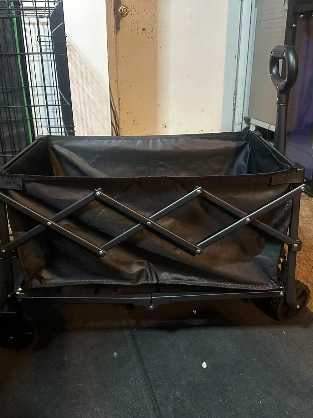 Collapsible Utility Wagon Cart in Black - Heavy-Duty Foldable Storage